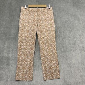 Talbots Womens Pants 10P Beige Floral Signature‎ Pockets Straight Leg Cotton